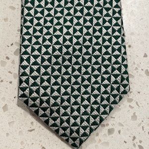 Charles Tyrwhitt green & white square pattern silk tie